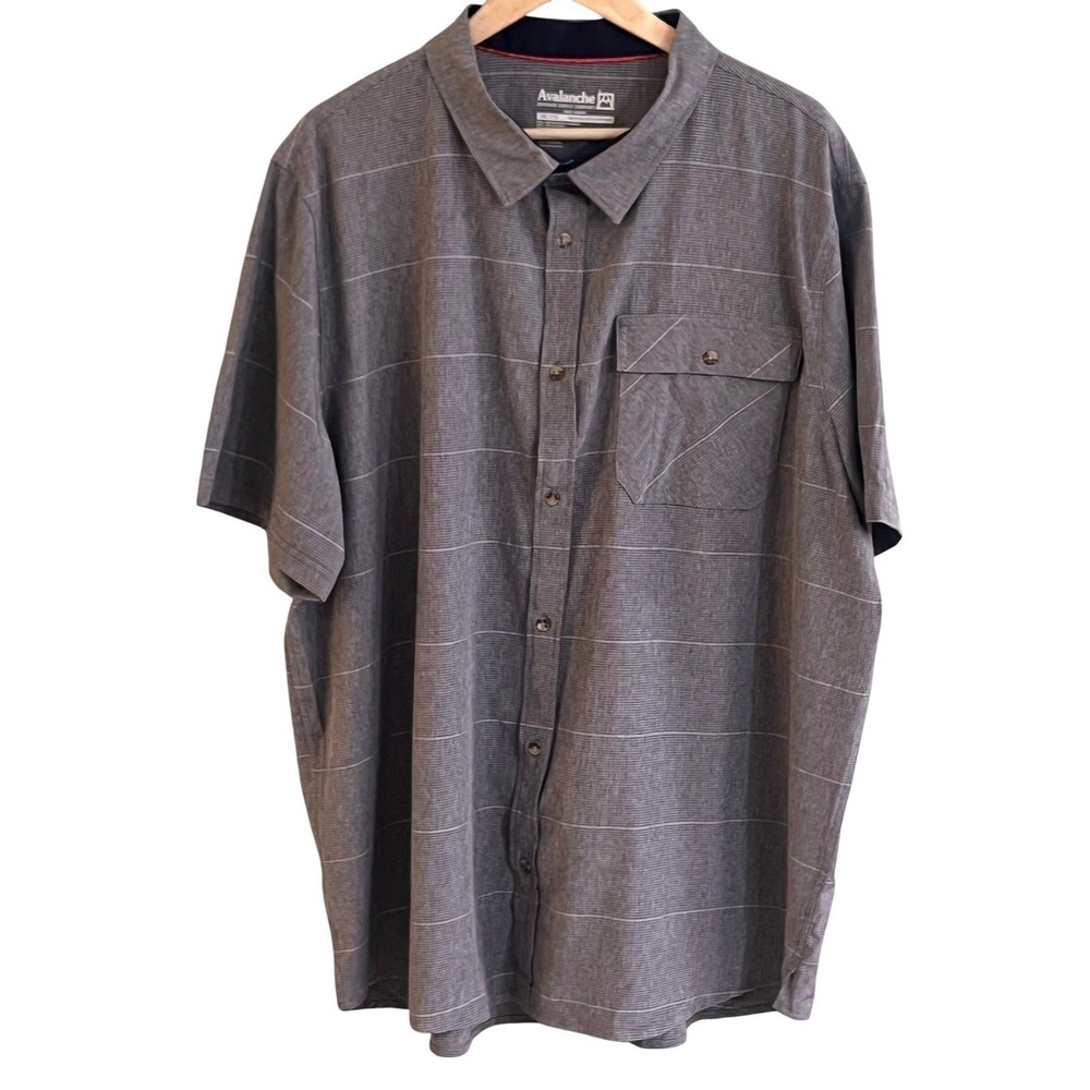 Avalanche Gray Outdoor Light Wicking Short Sleeve Button Down Shirt XXL Men's